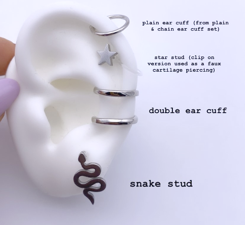 plain & chain ear cuff set