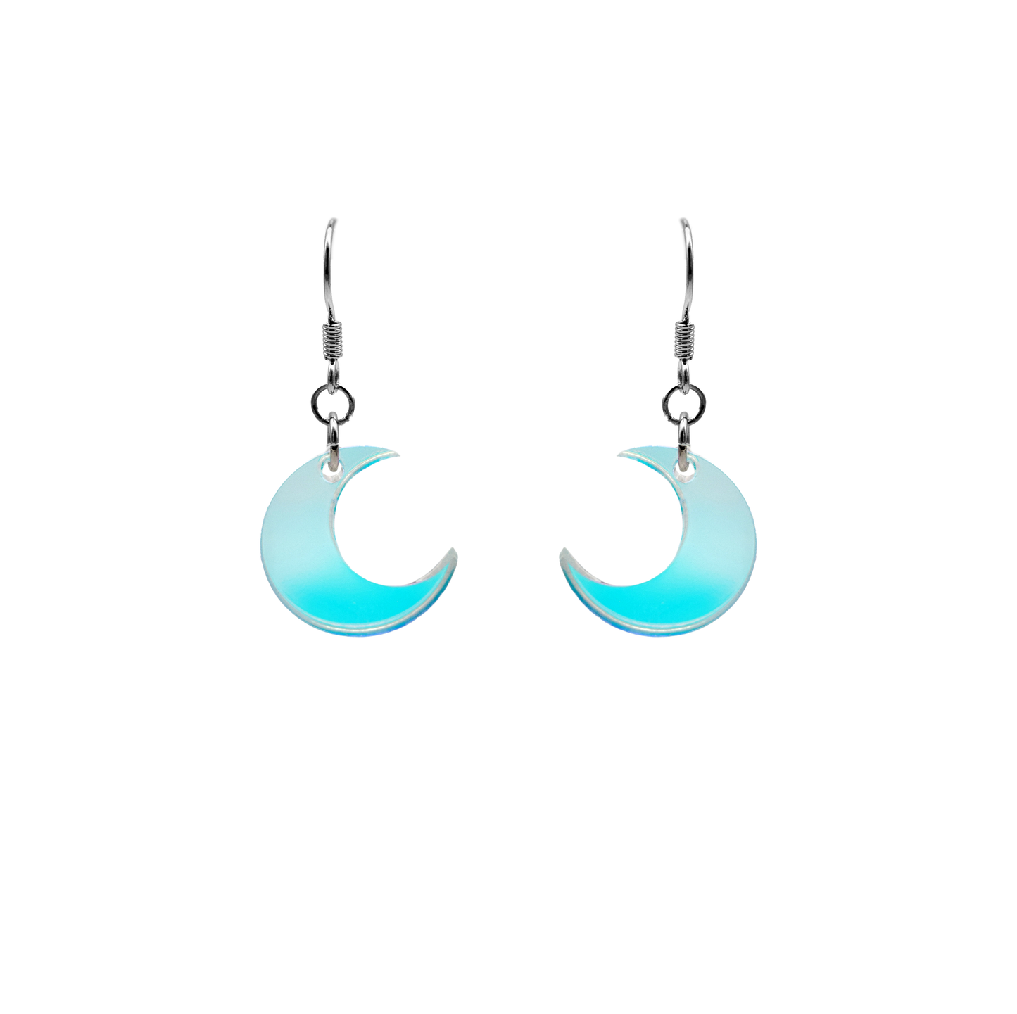 iridescent mini moon earrings