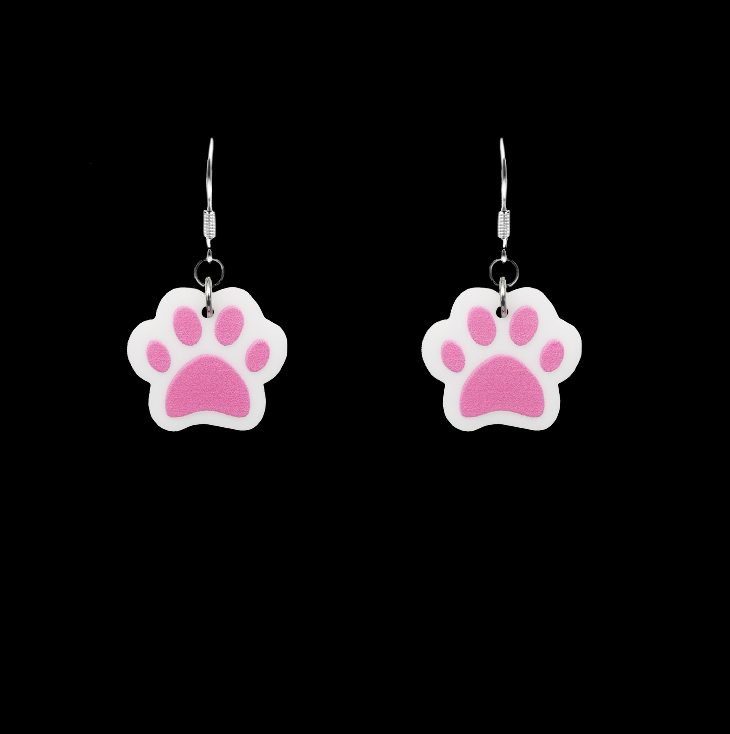 white paw print earrings