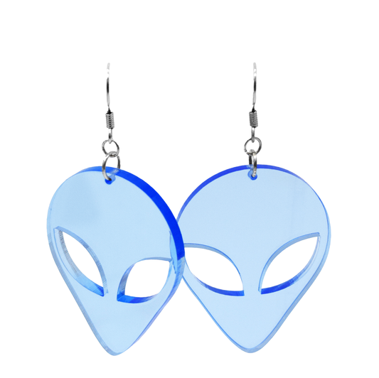 blue alien earrings (glow in uv/blacklight)