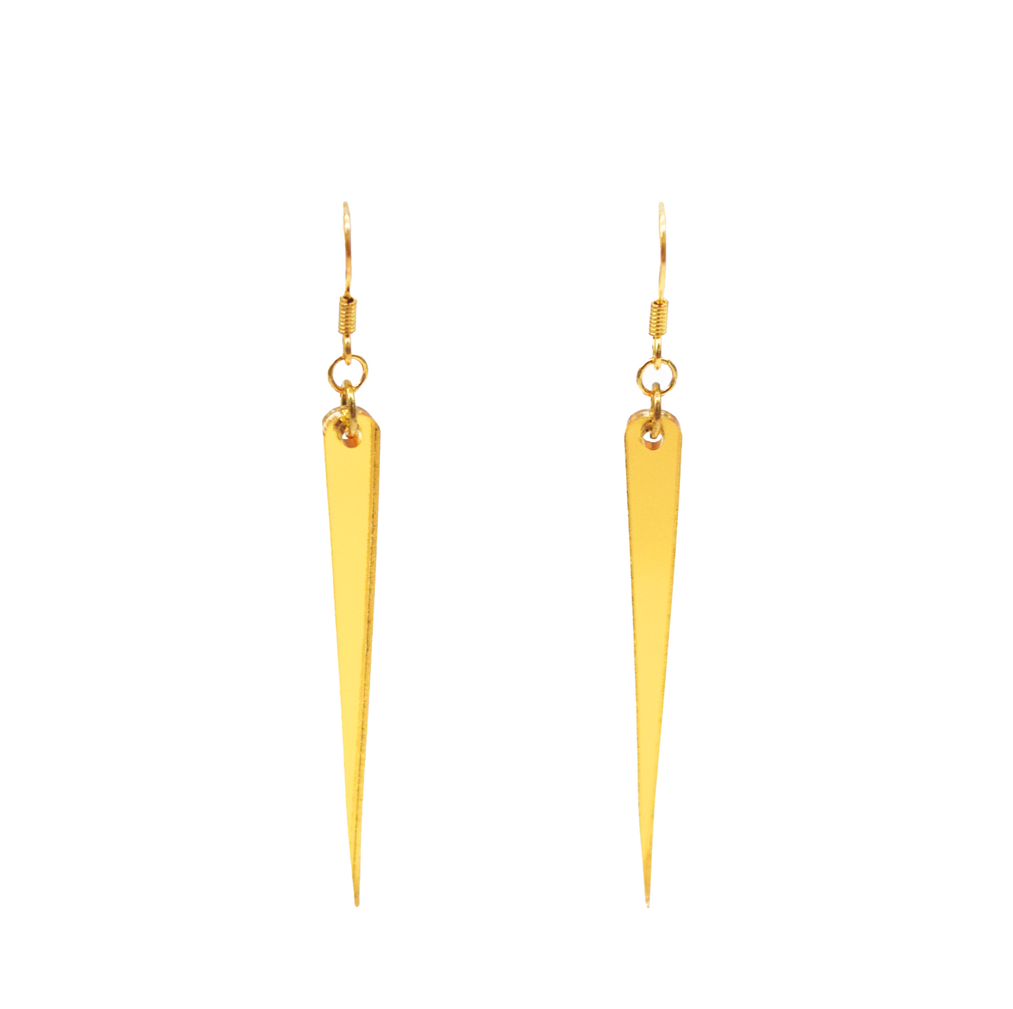 golden long spike earrings