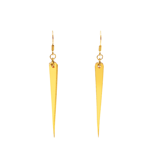 golden long spike earrings