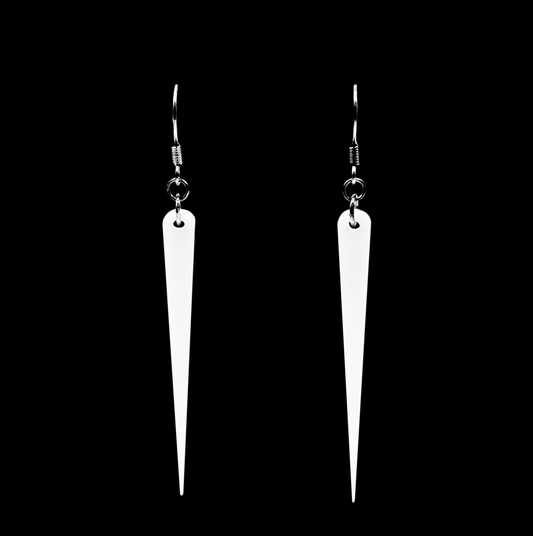 white long spike earrings