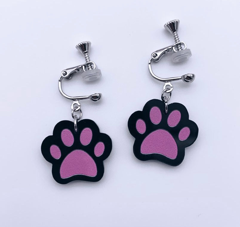 black paw print earrings