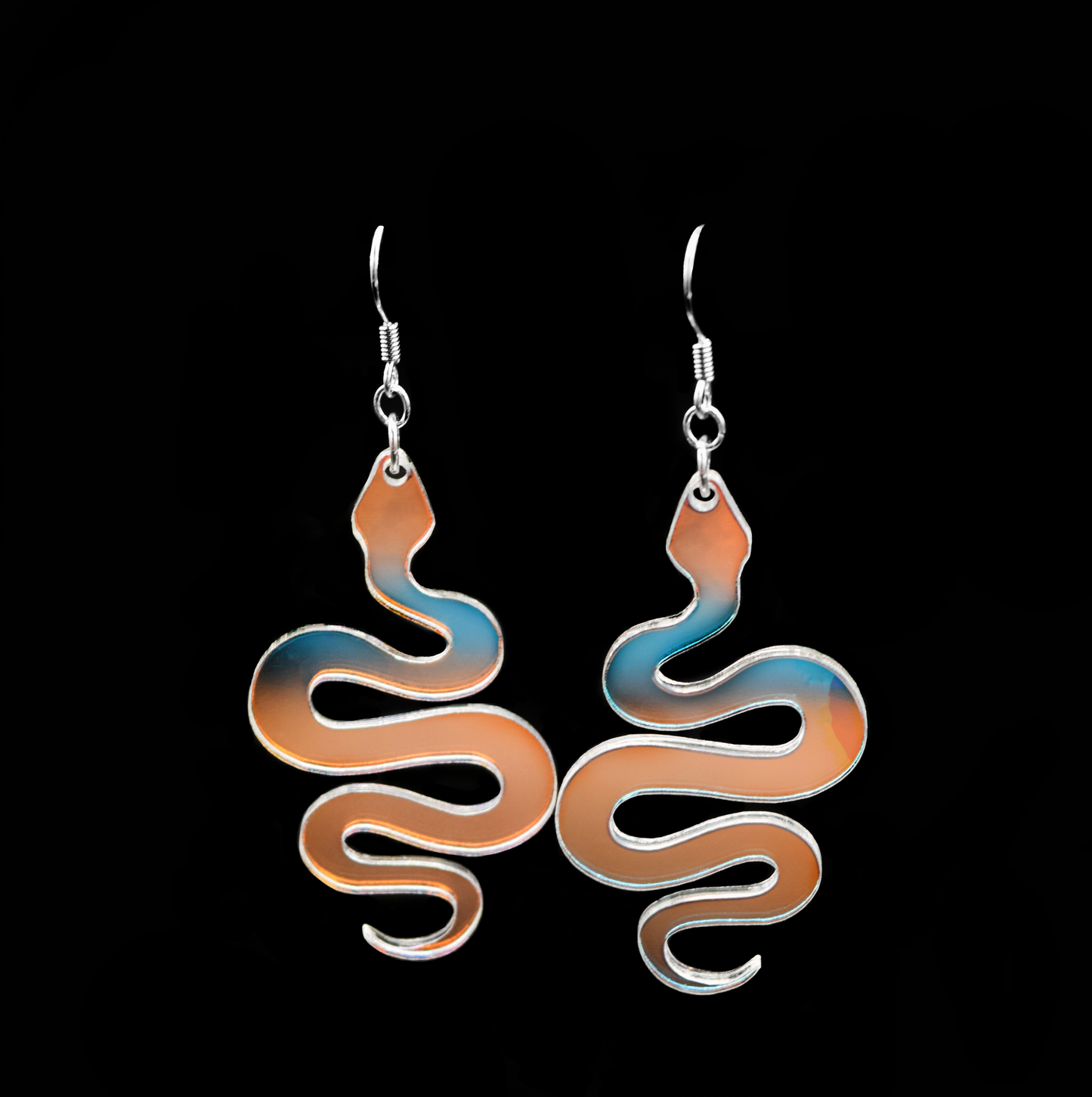 iridescent snake earrings
