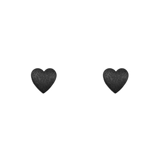 mini heart studs - black