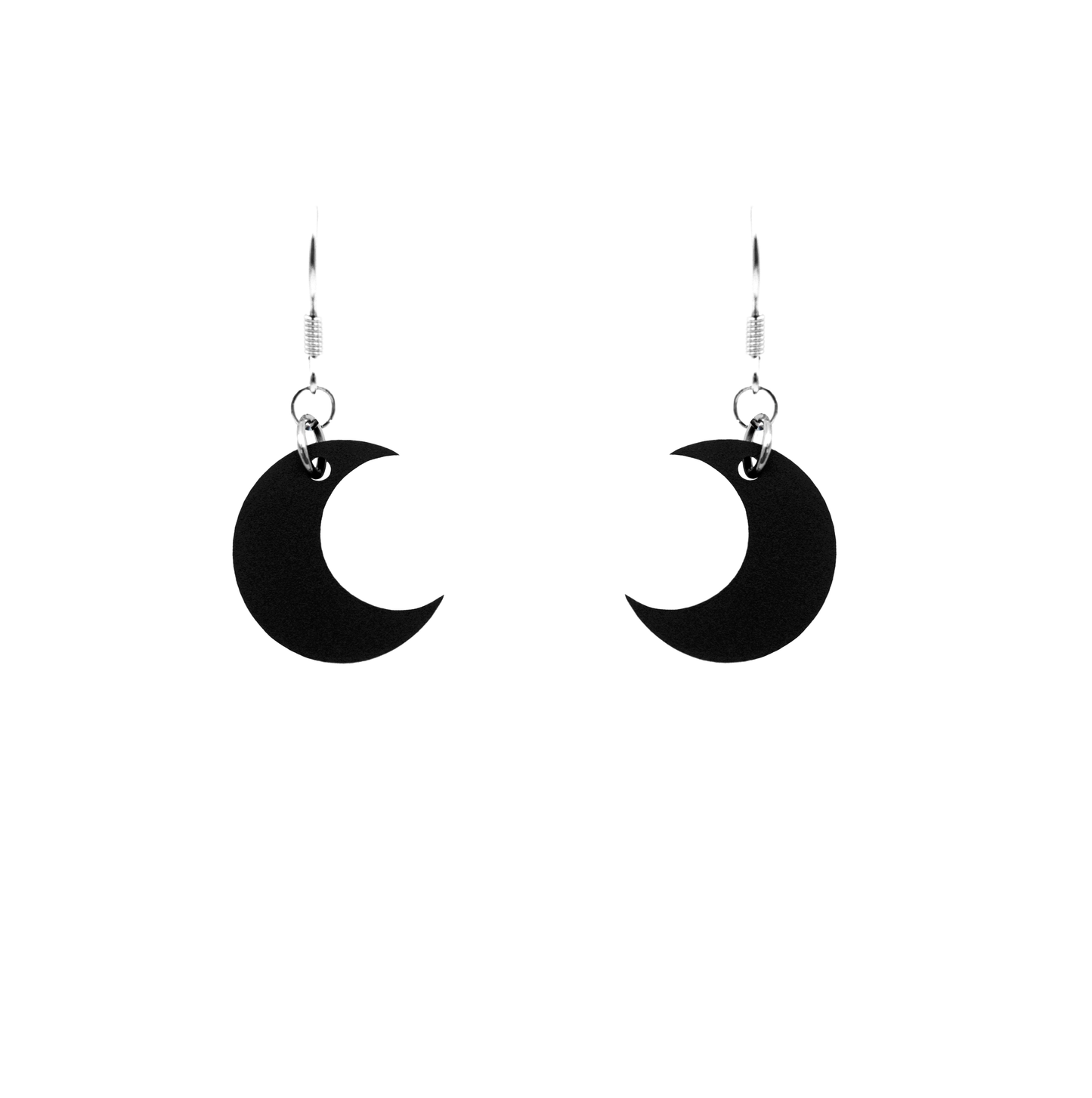 black mini moon earrings