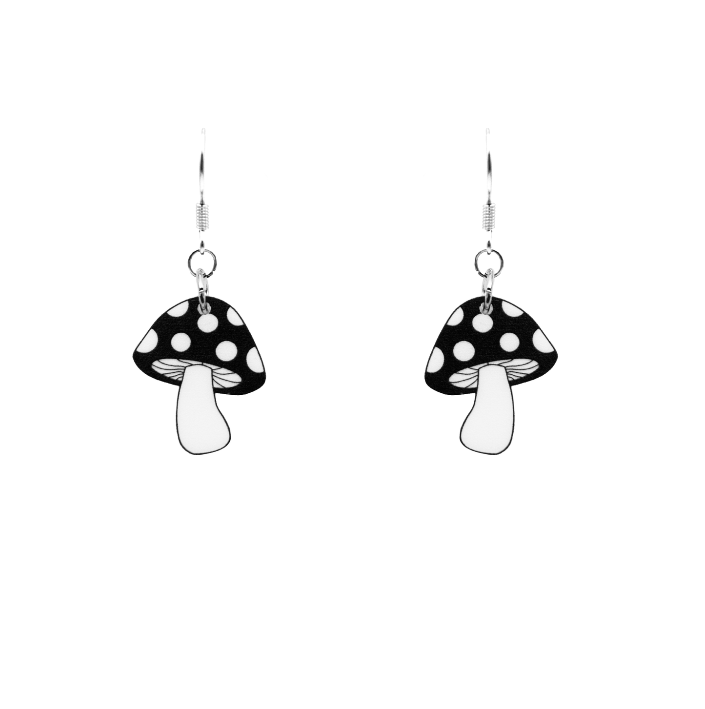 black lil mushroom earrings