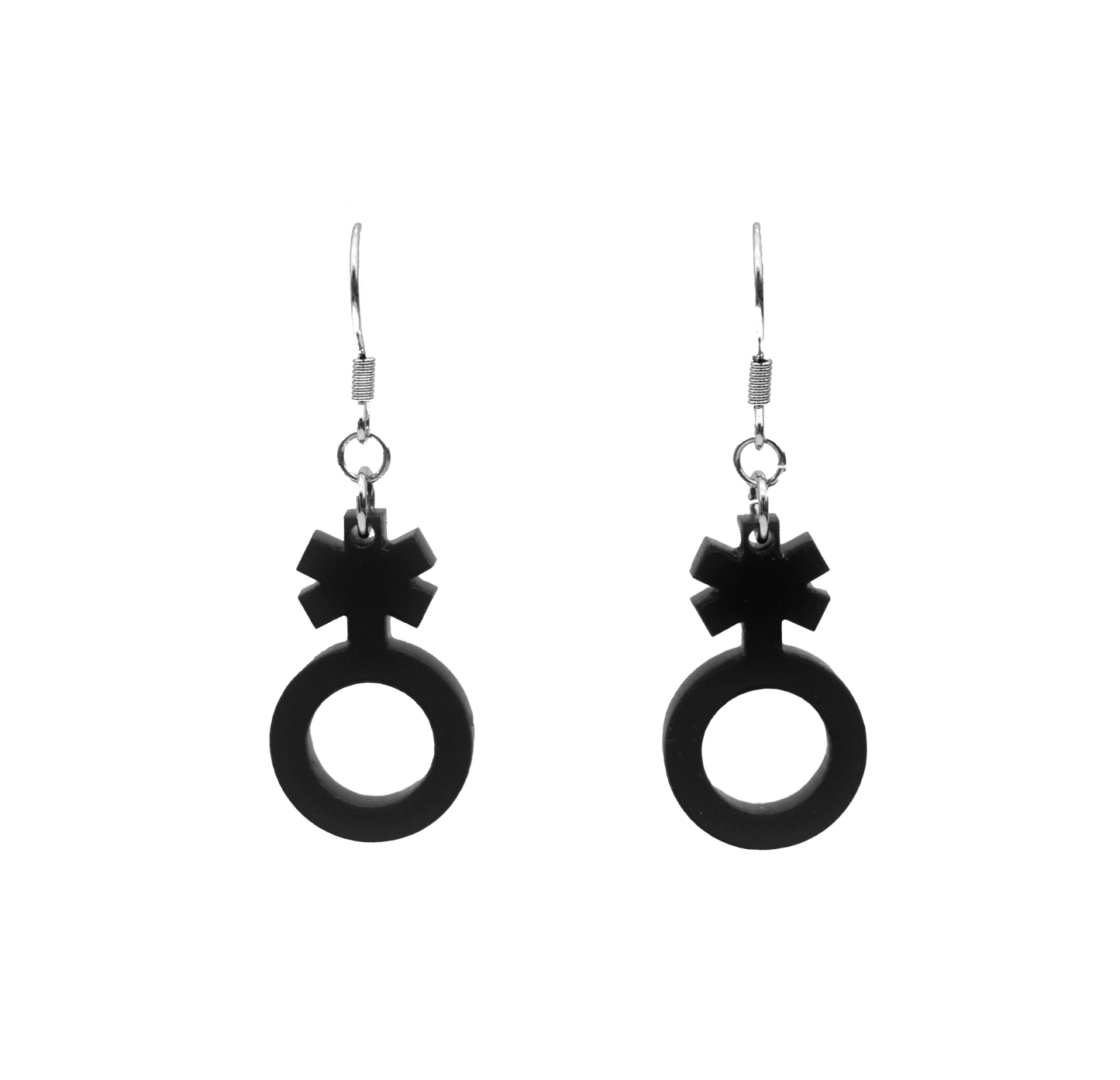black non-binary symbol earrings