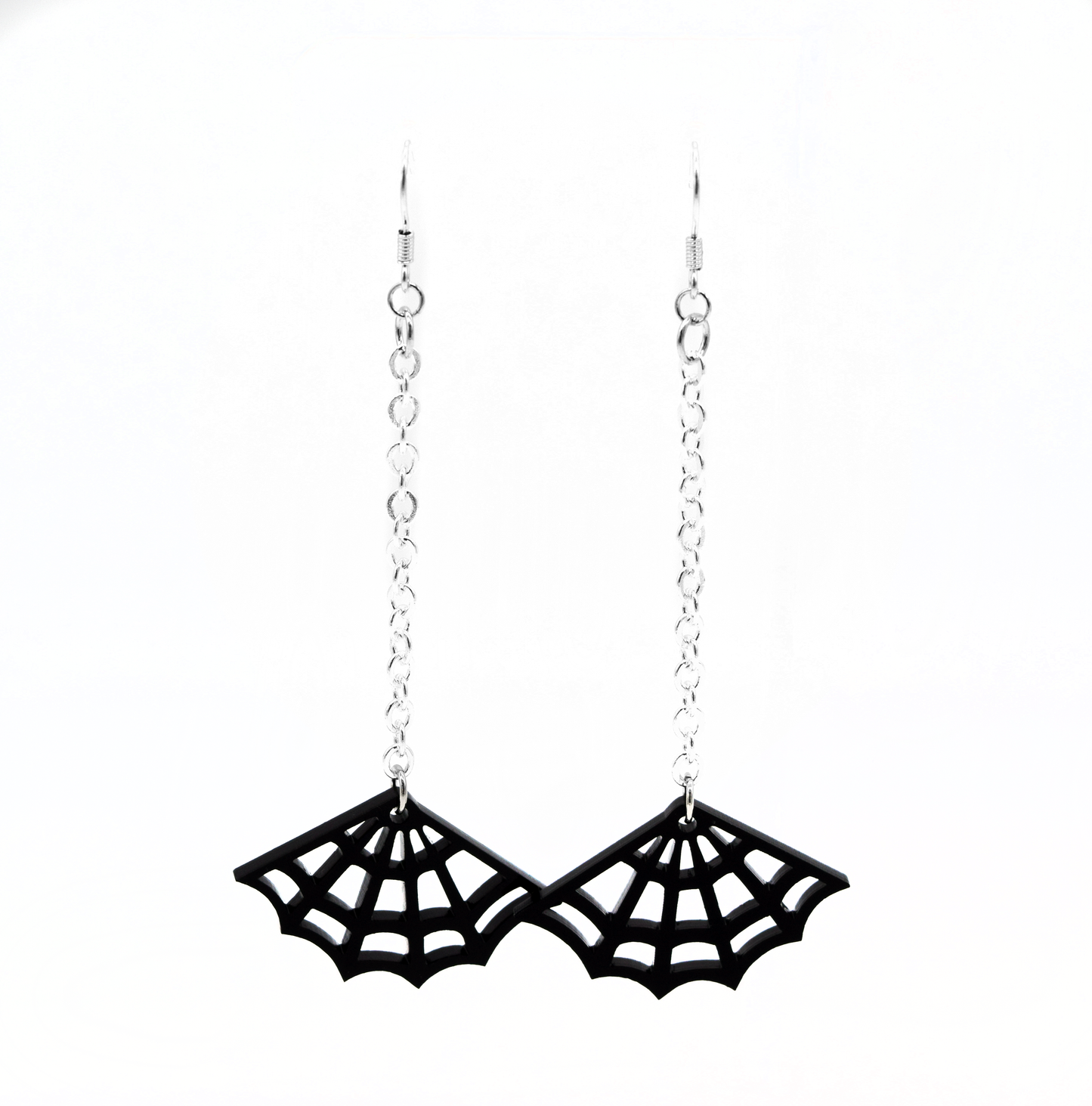 black spiderweb earrings