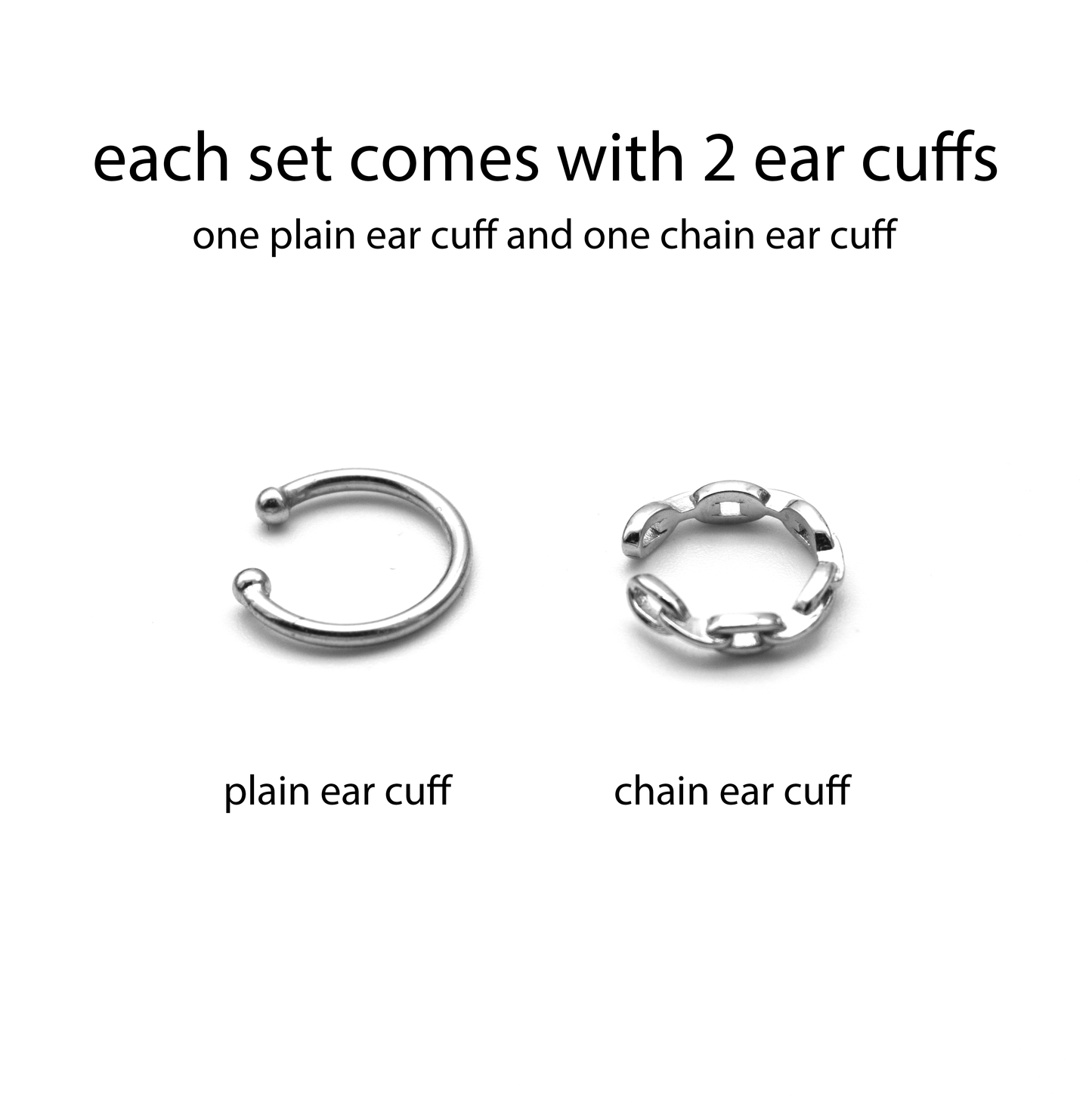 plain & chain ear cuff set