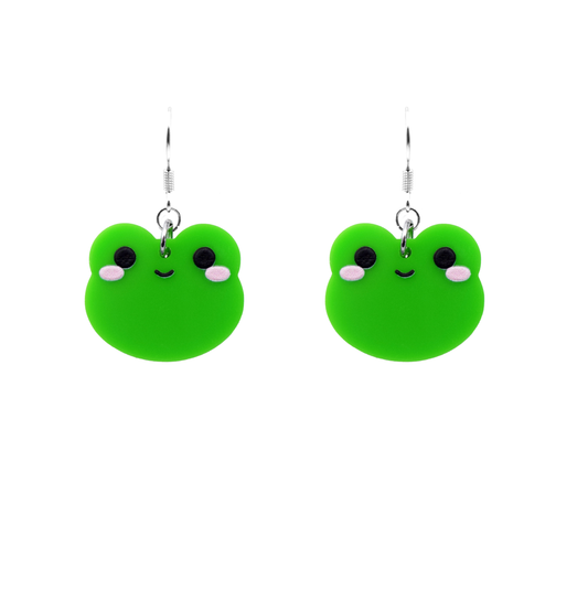 lil green frog earrings