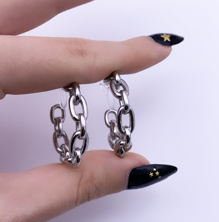 cable link chain hoop earrings