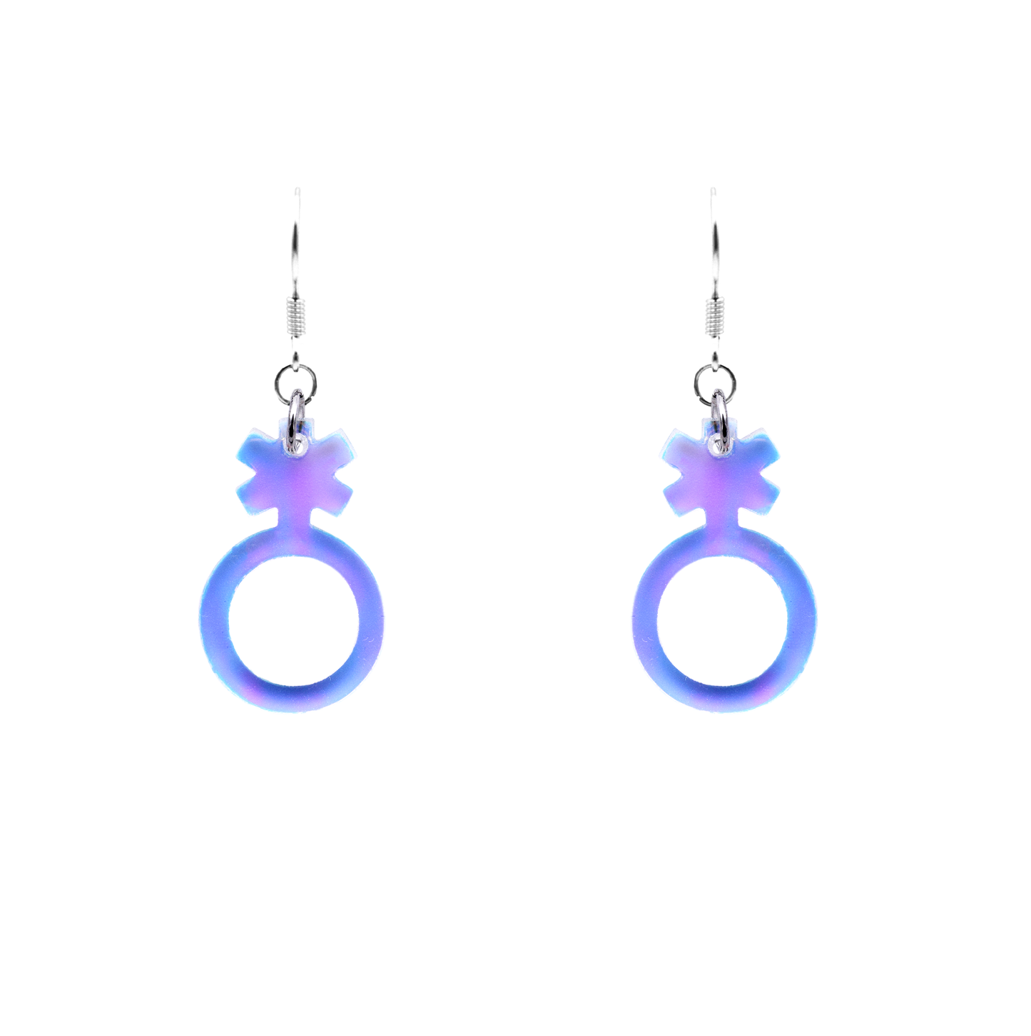 iridescent non-binary symbol earrings