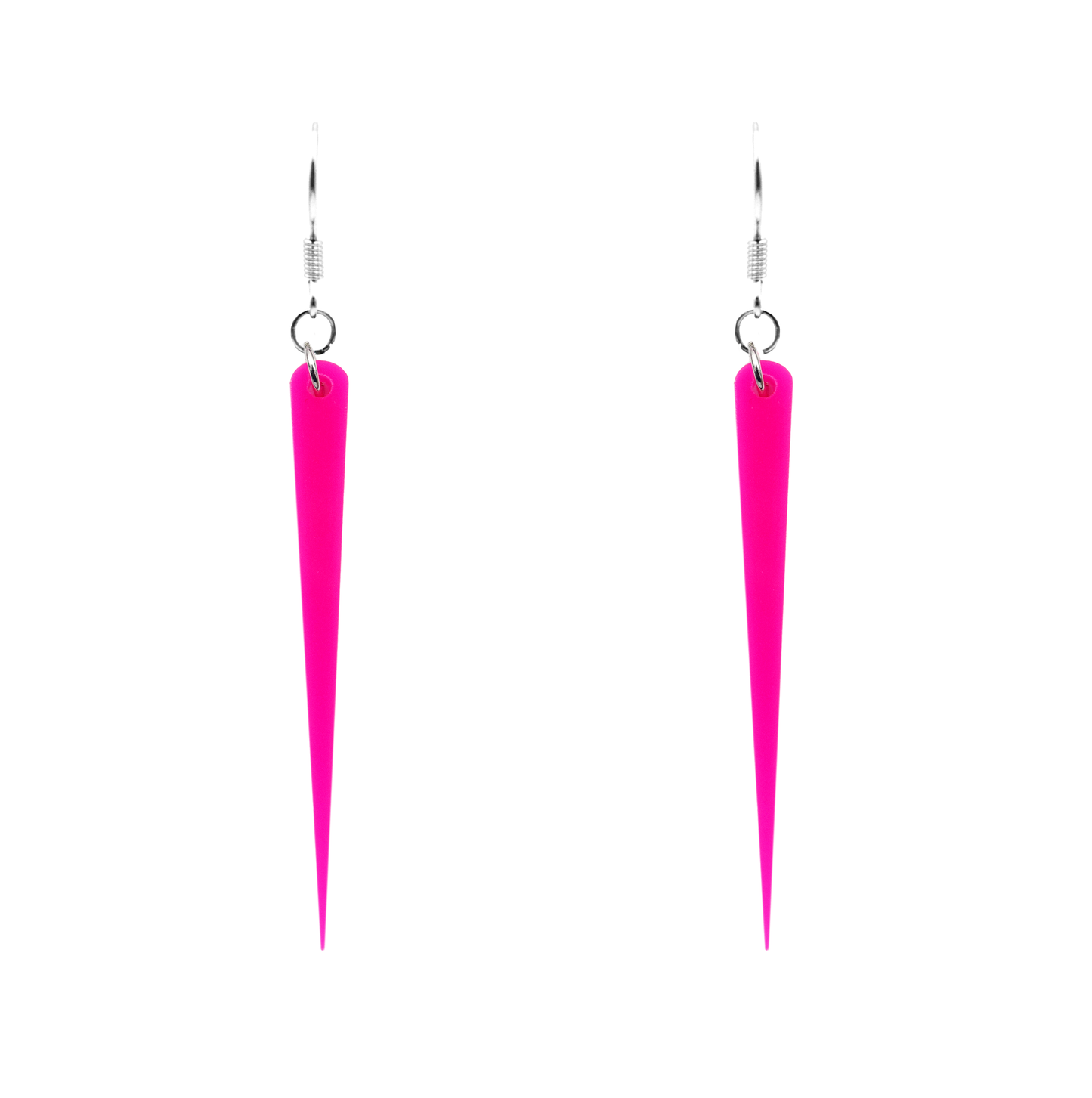 hot pink long spike earrings