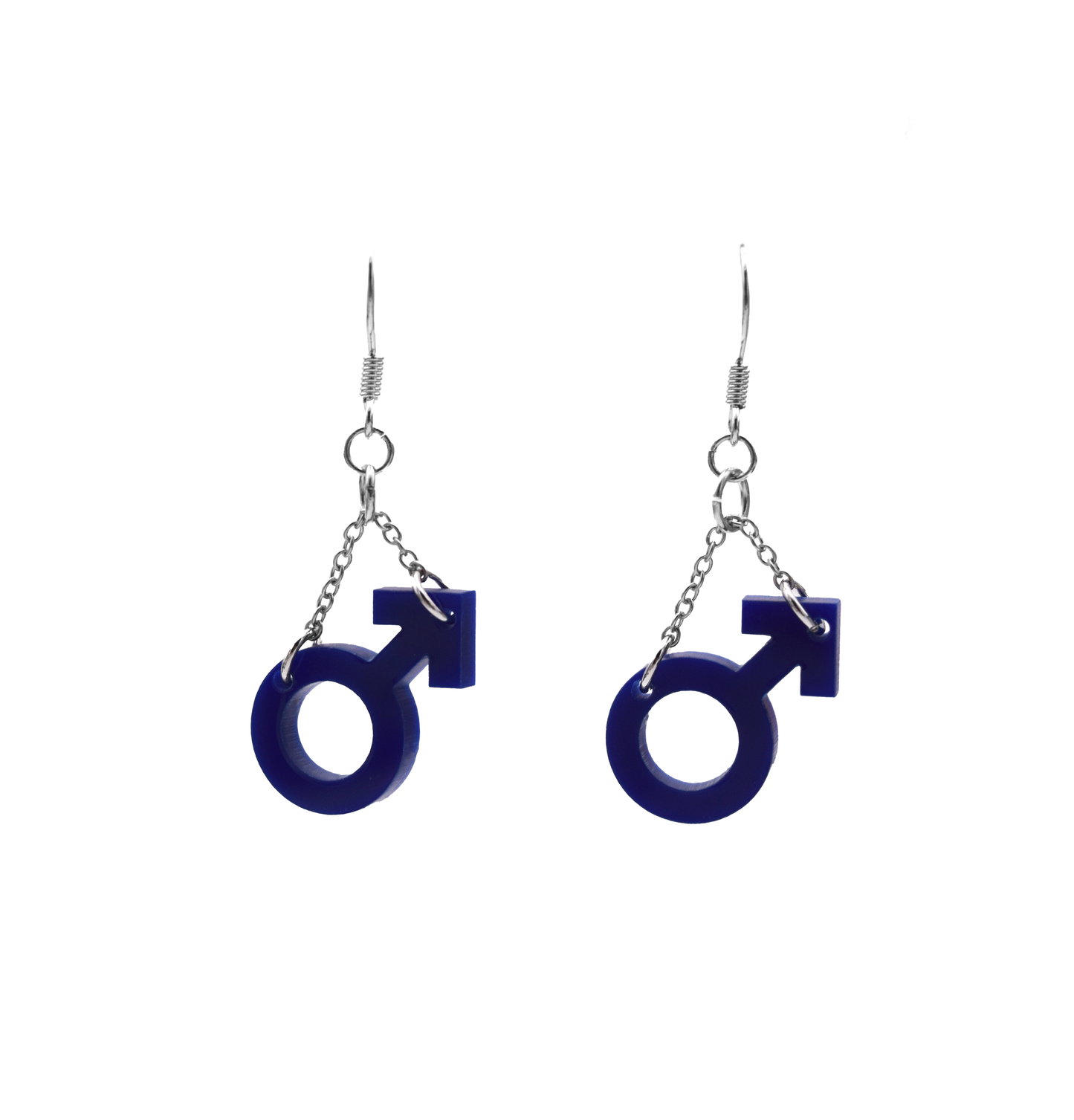 male symbol earrings (dark blue)
