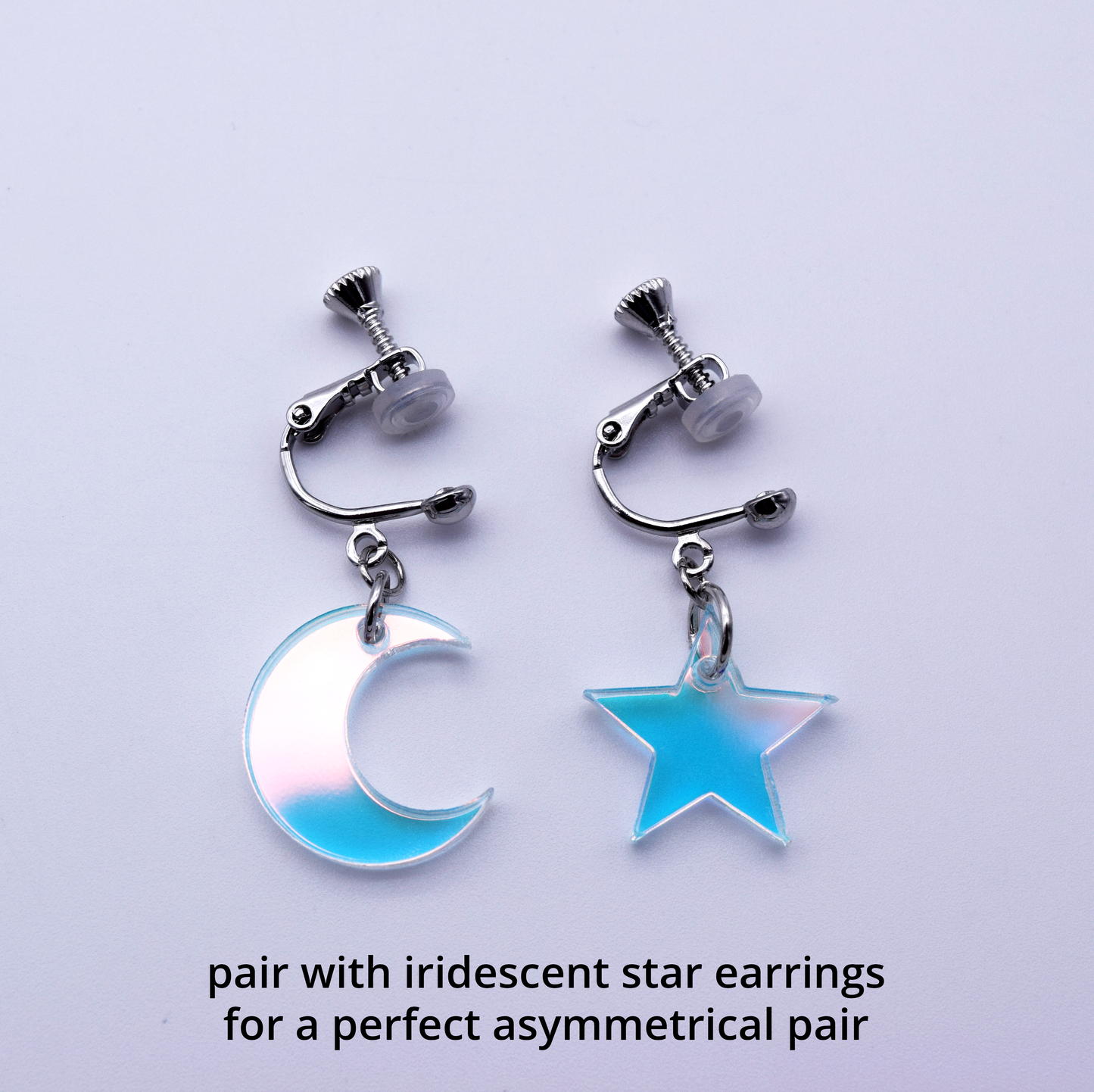 iridescent mini moon earrings
