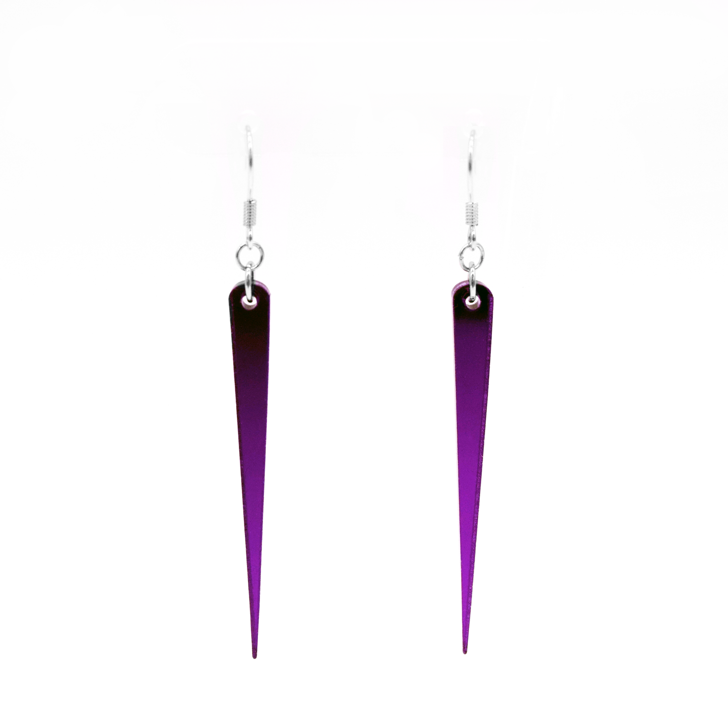 purple long spike earrings