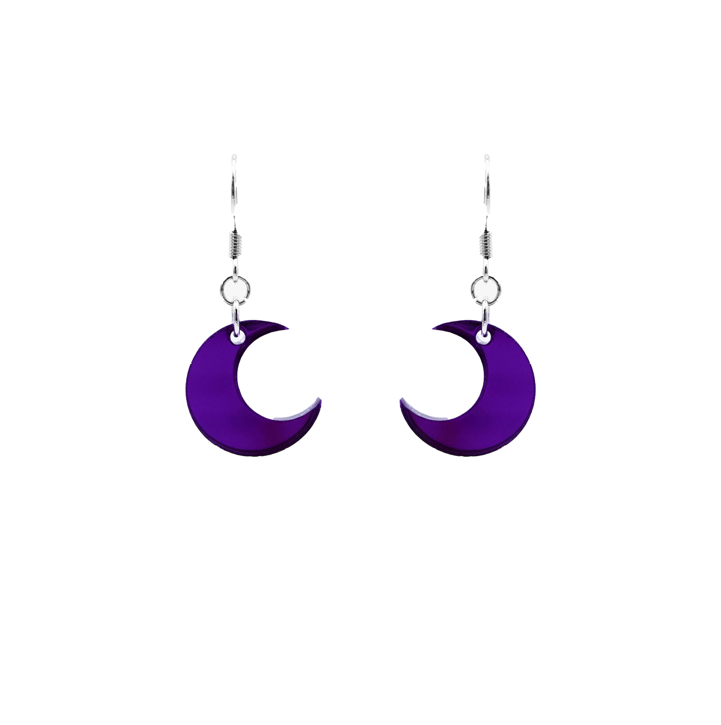 purple mini moon earrings