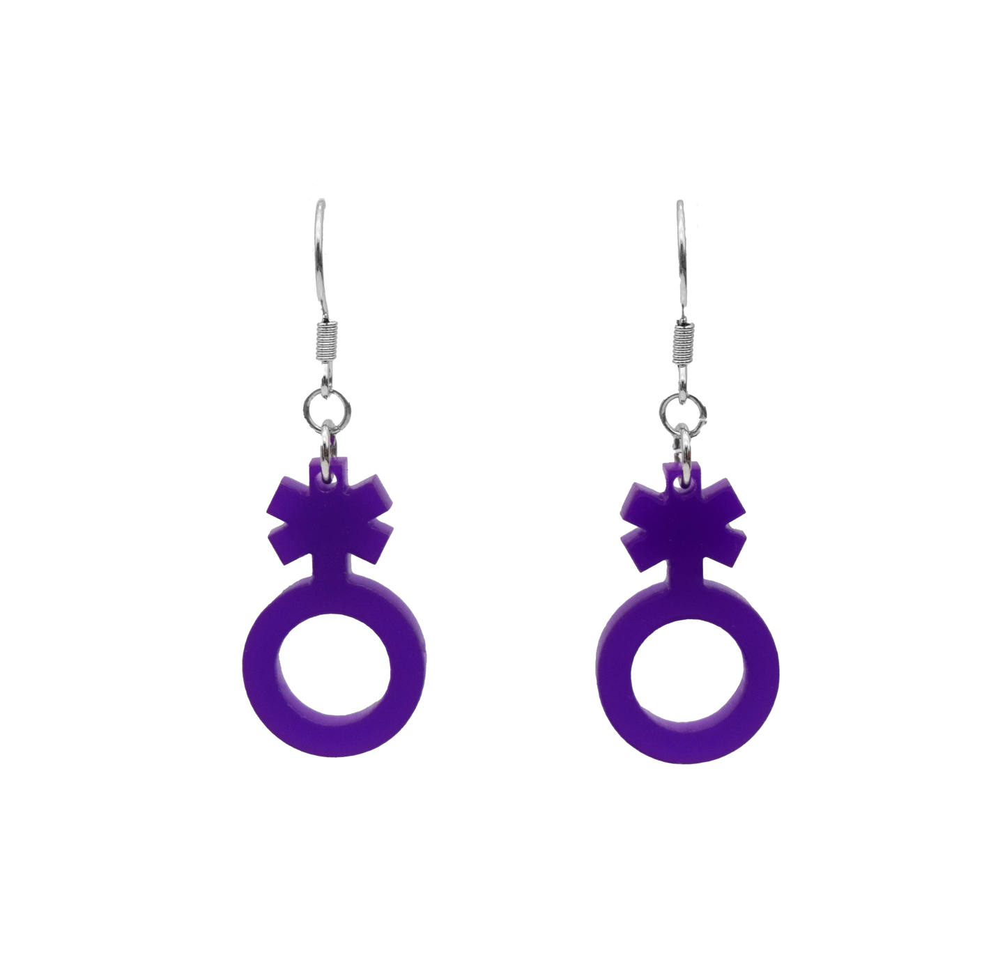 purple non-binary symbol earrings