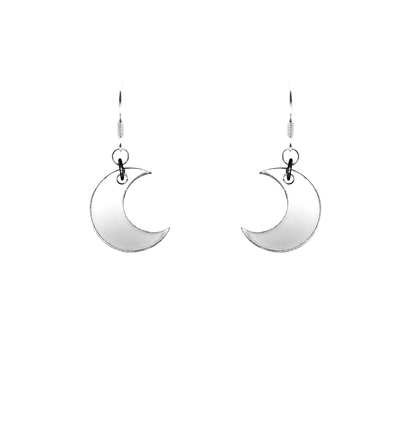 silver mini moon earrings